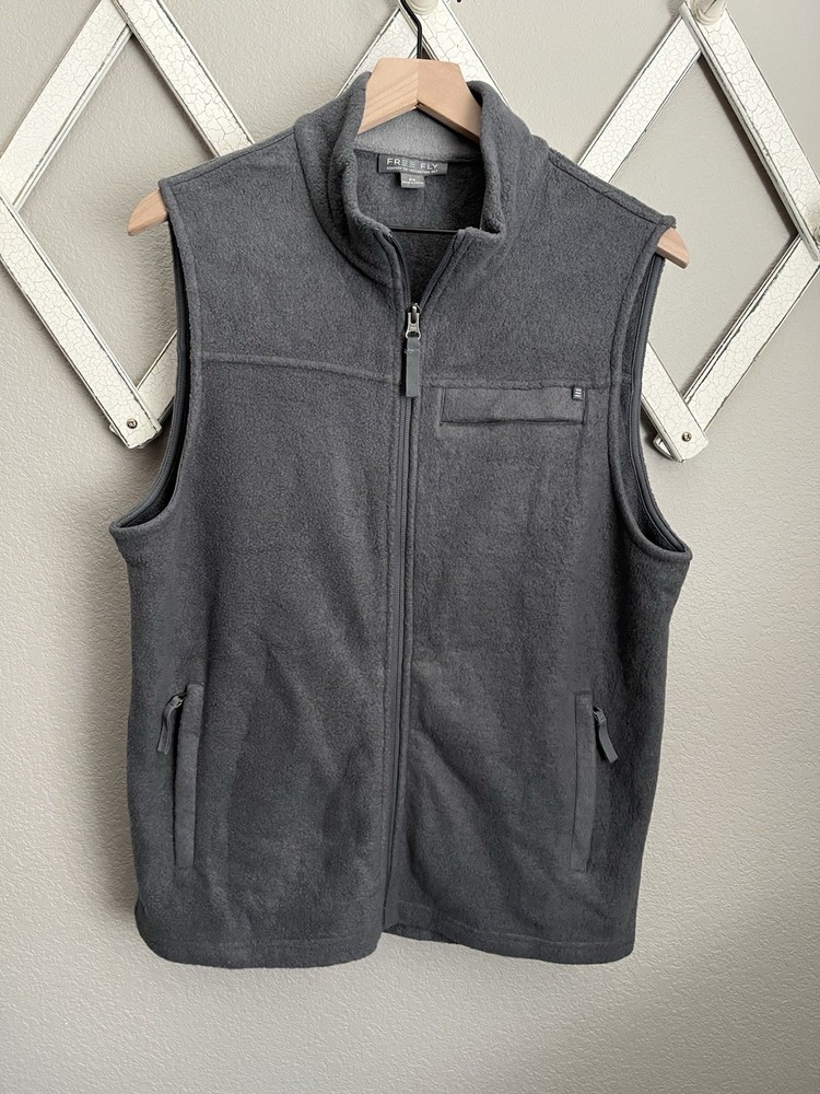 Free Fly Men's M Bamboo Viscose Full Zip Fleece Vest - Gray
