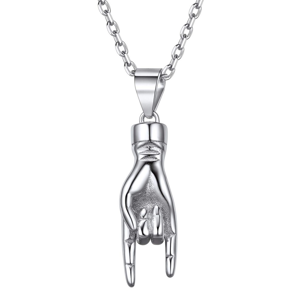 ChicSilver Italian Hand Necklace Mano Cornuto Good Luck Sign Pendant Necklace...