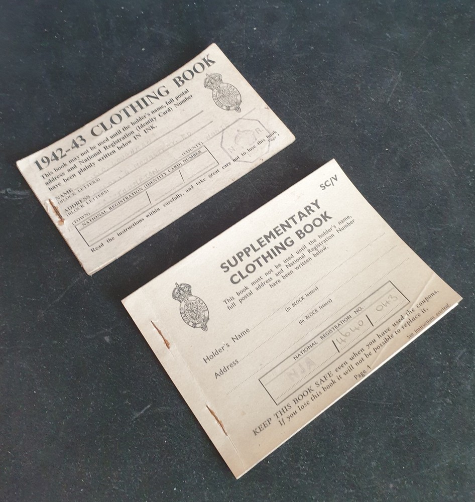 WW2 British Home Front Pair of Clothing Coupon Ration Books for Years 1942-43-image