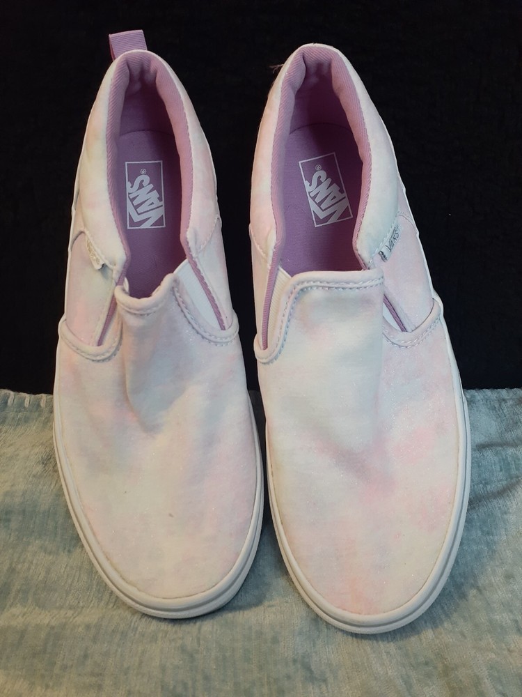 Vans Off the Wall Slip On Athletic Shoe Womens Size 6 Skate Pink White Sparkle