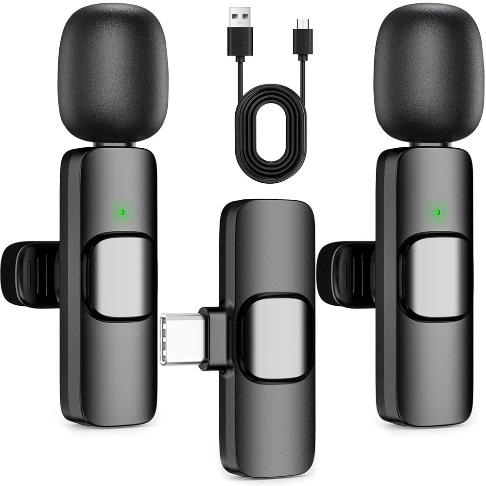 HONGJIEYUAN Wireless Lavalier Lapel Microphone for iPhone – Mini Small, Black