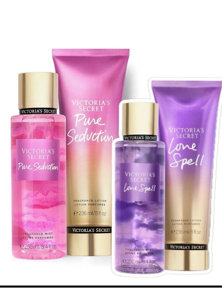 Victoria Secret Love Spell & Pure Seduction Mist & Lotion 2 Sets Full Size 4 Pcs-image