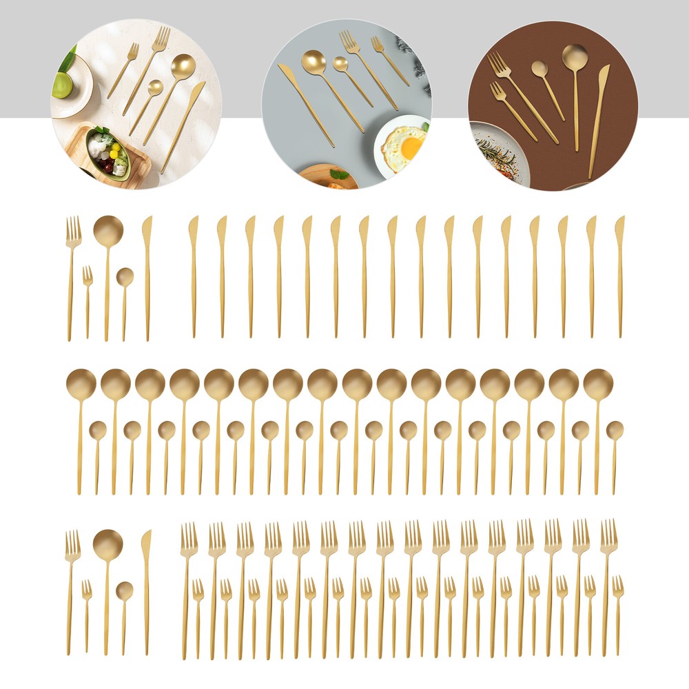 90 Piece Cutlery Set for 18, Stainless Steel Flatware Utensil Kitchen Spoon Fork