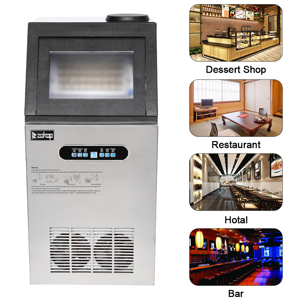 ZOKOP Commercial Built-in Bar Food Service 110Lbs Ice Maker Cube Making Machine