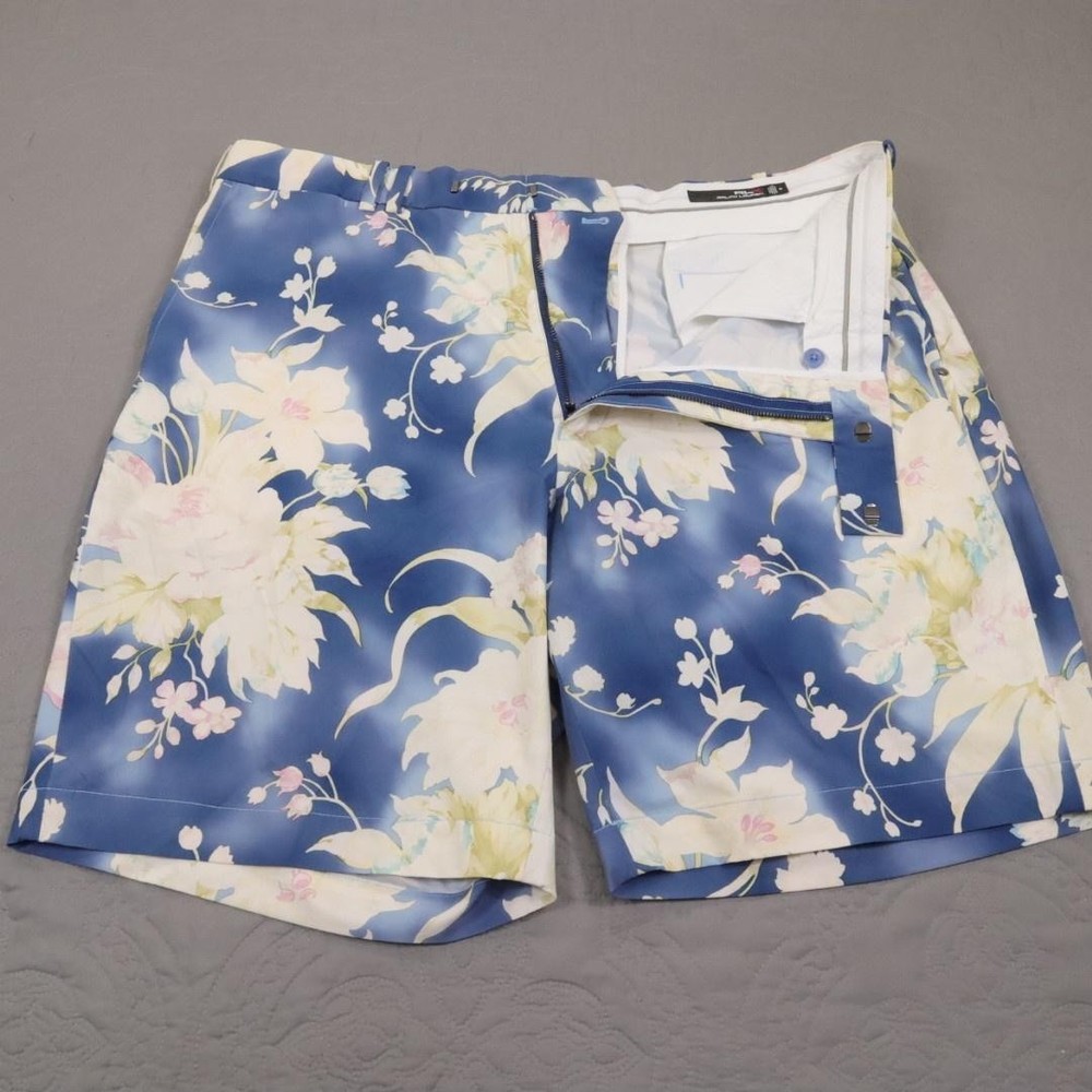 RLX Ralph Lauren Shorts Mens 38 Blue Floral Golf Performance Stretch Hawaiian