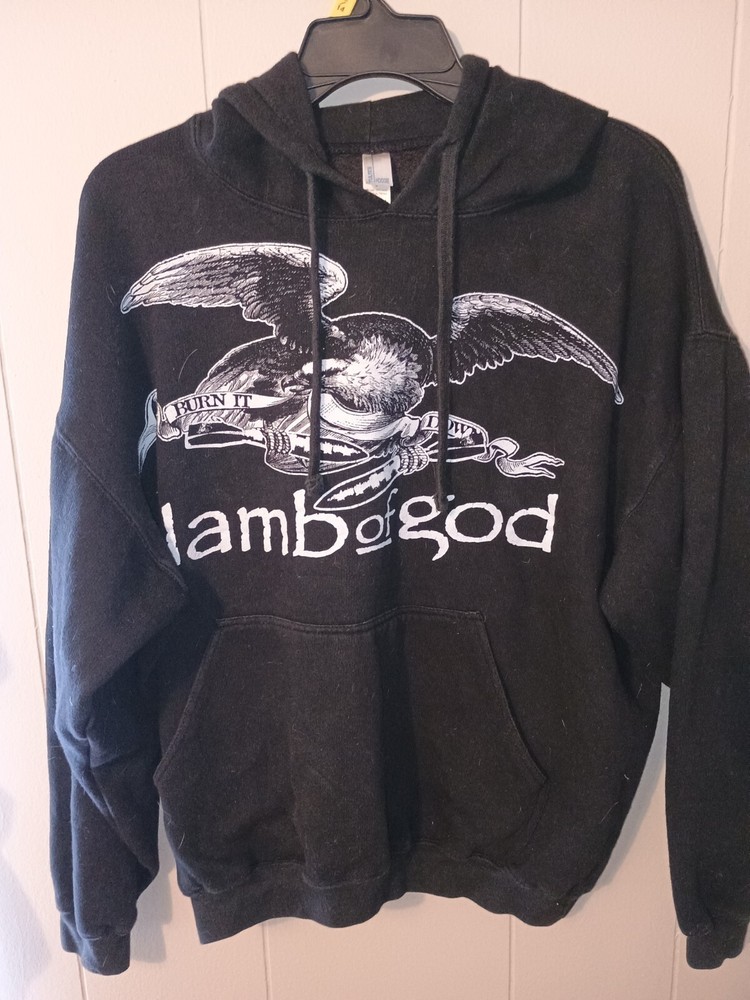 Vintage Lamb of God Burn It Down Hoodie Size L Bravado Y2K Metal 2000s