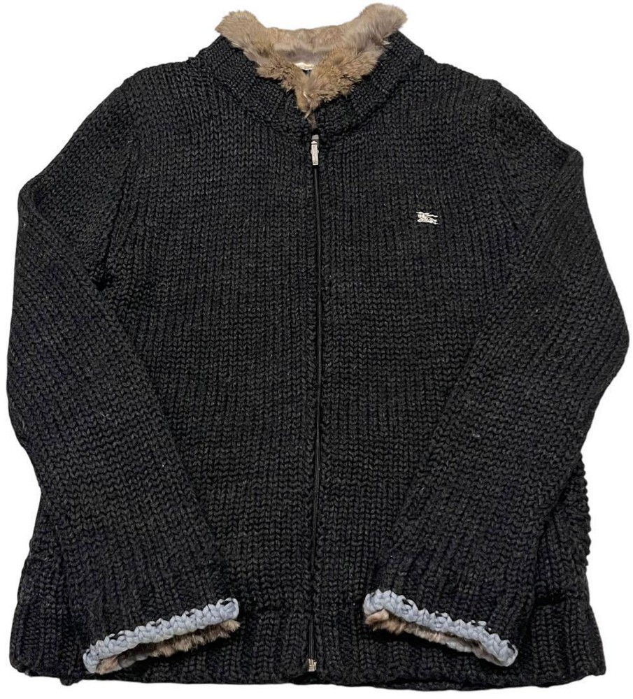 Burberry Black Label knit outerwear sweater zip-up vintage F/S from Japan