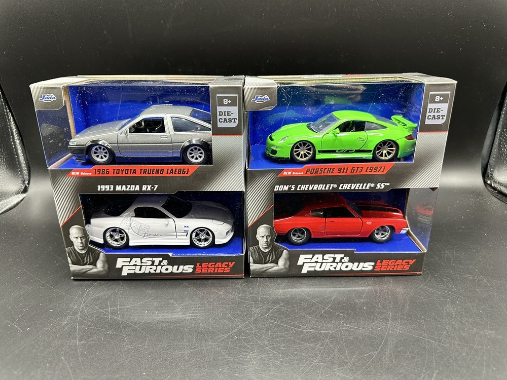 Jada fast & Furious Legacy Series Set Of 2 Porsche 911 Chevelle RX-7 Trueno 1:32