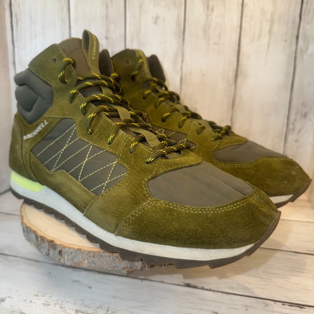 Men's Merrell Alpine Mid Sneaker Boot Size 10.5 Olive Green