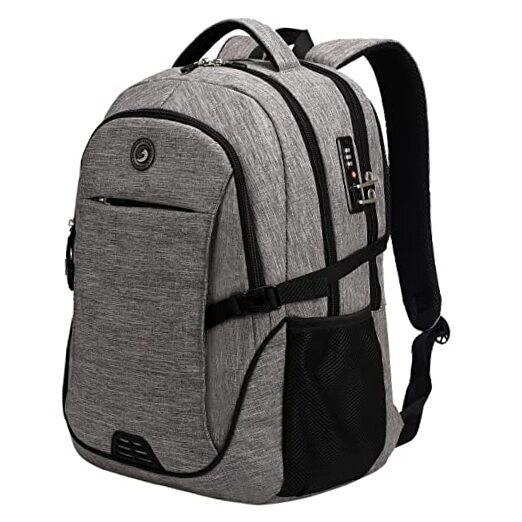 SHRRADOO Anti-Theft Slim Grey Laptop Backpack for Travel & Business