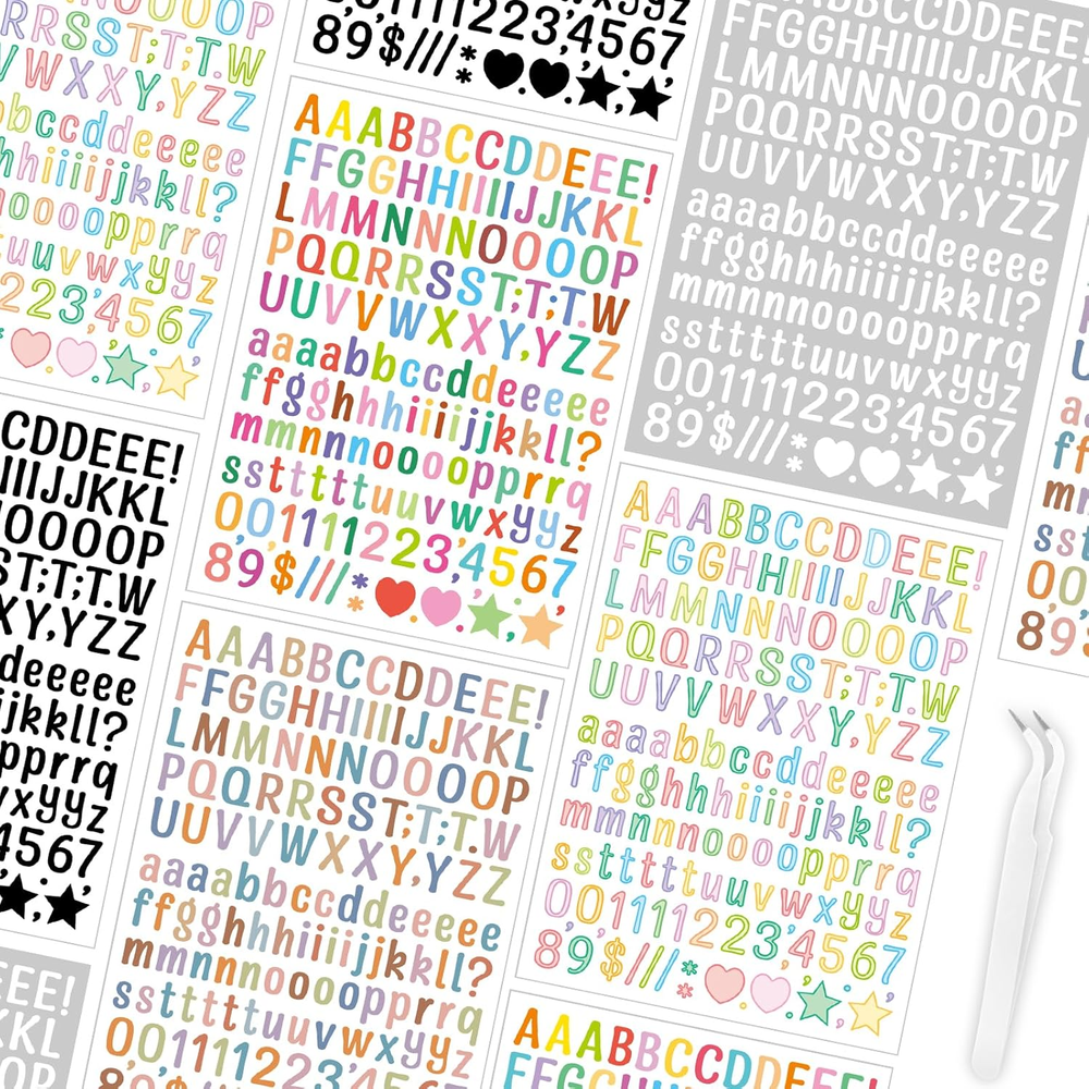 30 Sheets Vinyl Letters Stickers Small, Tiny Letter and Number Stickers 1/2 Inch