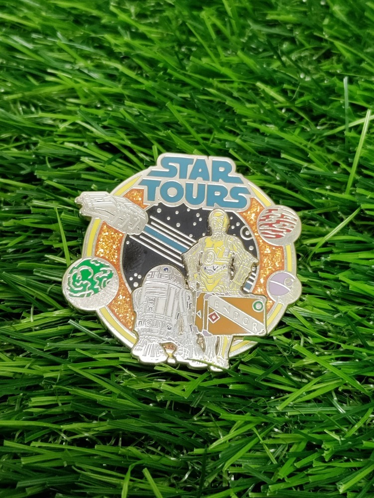 2006 Star Wars Disney Pin On Pin Star Tours Logo R2D2 C-3PO Droids Planet Endor