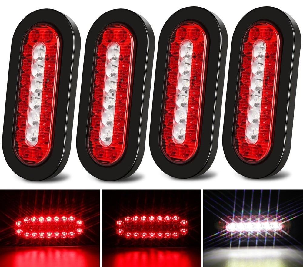 6-Inch Oval 24-LED Truck Trailer Tail Brake Stop Lights Taillights