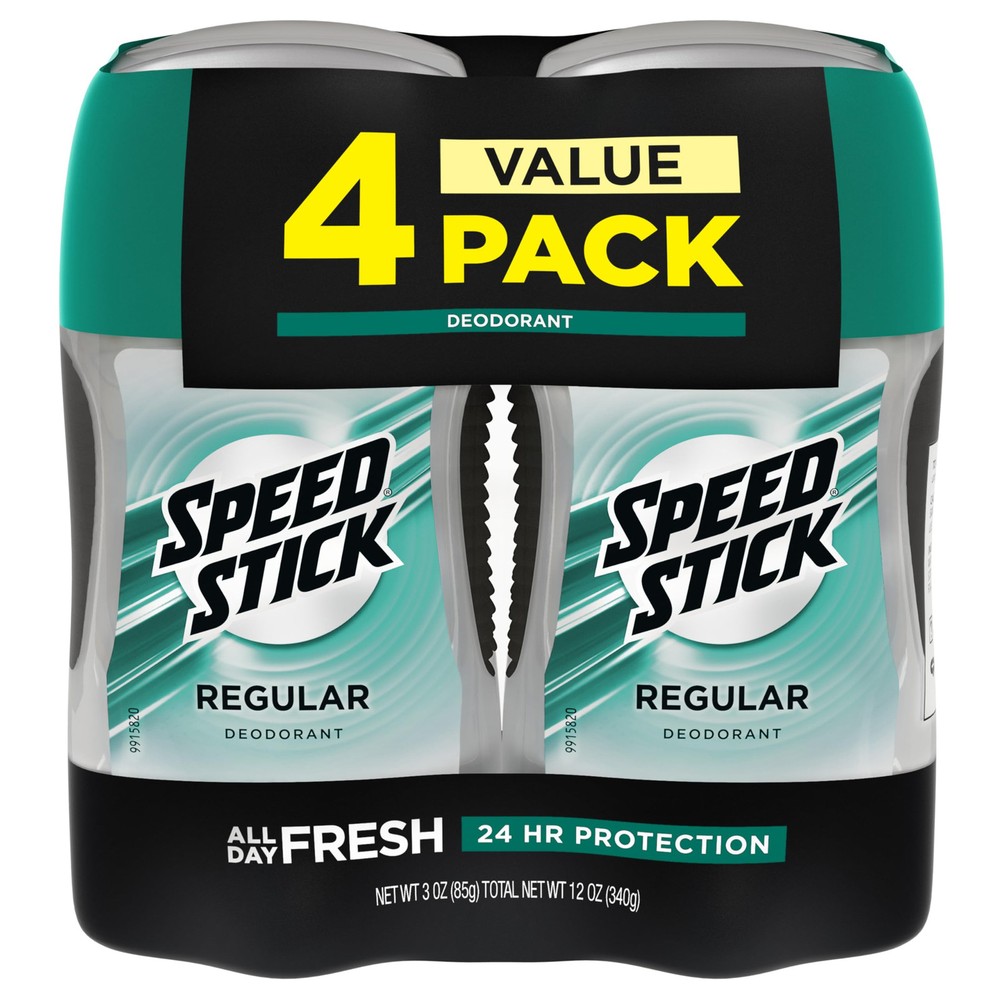 Speed Stick Deodorant for Men, Aluminum Free, Regular - 3 Ounce (4 Pack)