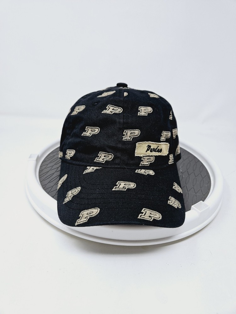Vintage Y2K Purdue Boilermakers All Over Print Black Adjustable Hat Zephyr Used
