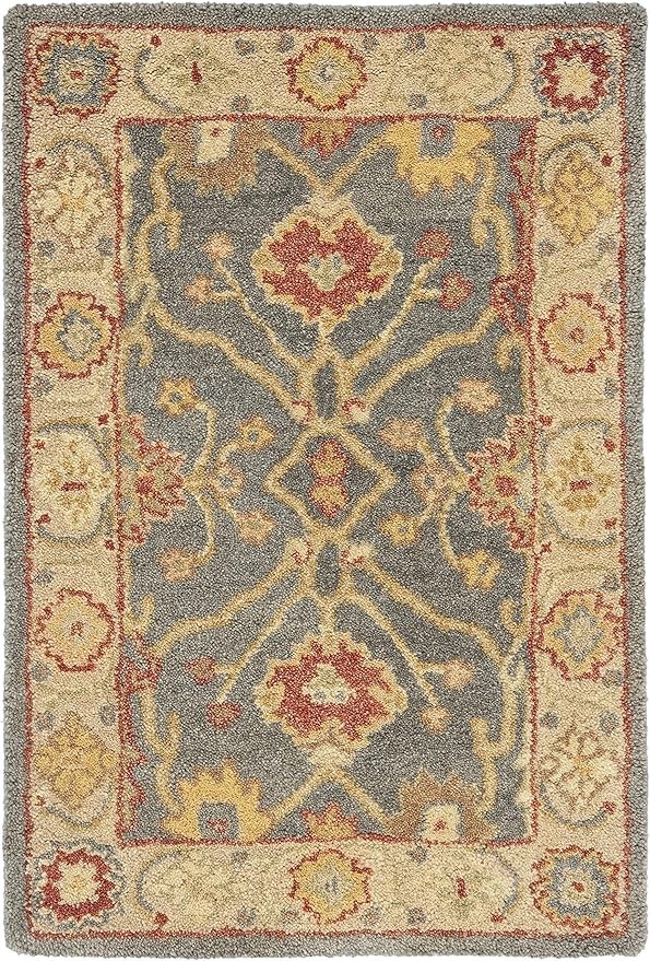 Light Blue/Gold Handmade Traditional Oriental Premium Wool Accent Rug