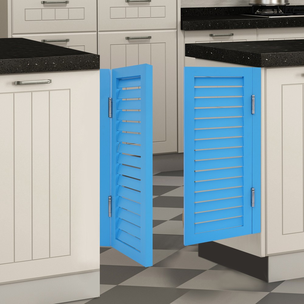 Blue Pine Wood Dual Partition Porch Entrance Door