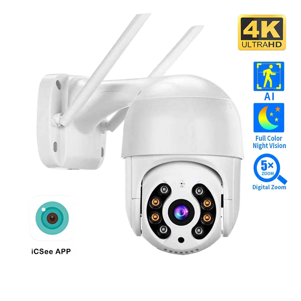 PTZ Camera 1080P Color Night Vision Wifi IP Camera Outdoor 5MP Ai Auto Tracking