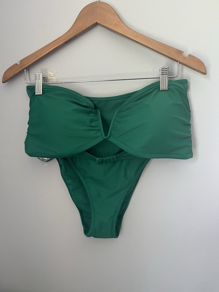 Aerie Women's Swimsuit 2 Piece Dark Green Size XL High Waist Bikini Set NWT