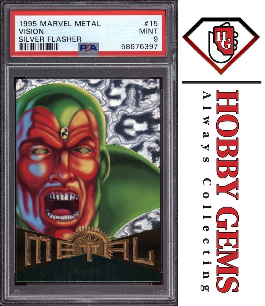 VISION PSA 9 1995 Fleer Marvel Metal Silver Flasher #15