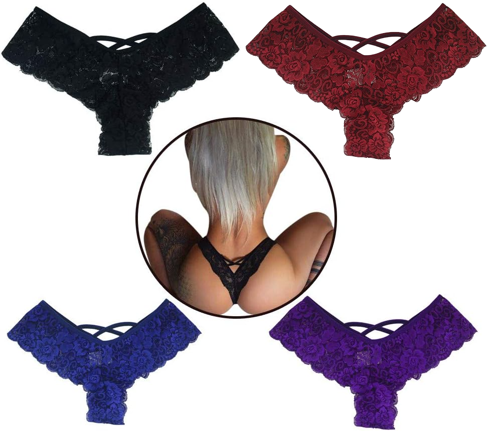 4x Women Sexy Lace Underwear Lingerie Panties G-String Brief Thong Plus Size Set