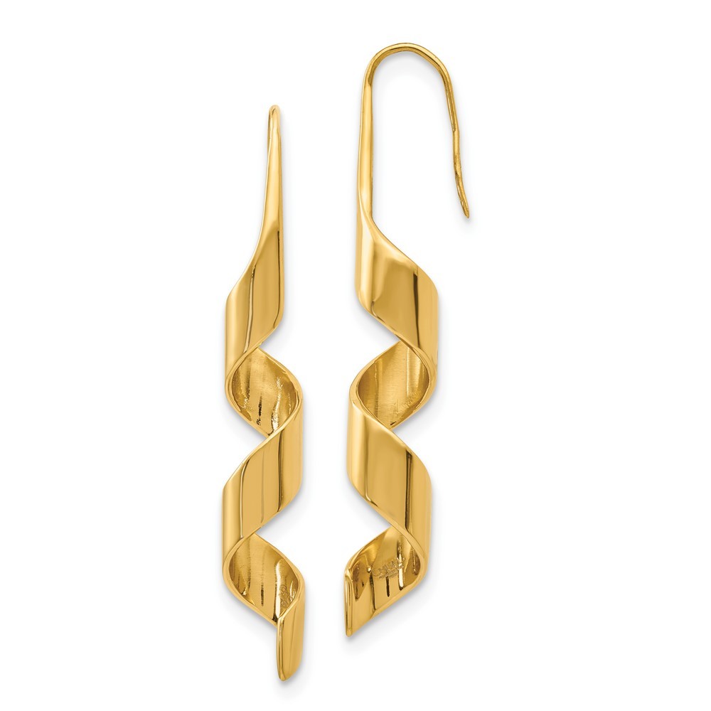 Stainless Steel Yellow IP-plated Swirl Shepherd Hook Drop & Dangle Earrings