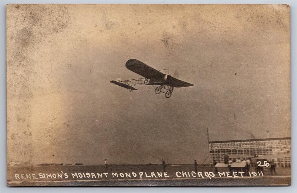 RPPC Moisant Monoplane 1911 Flight Chicago Flying Early Aviation Postcard G2