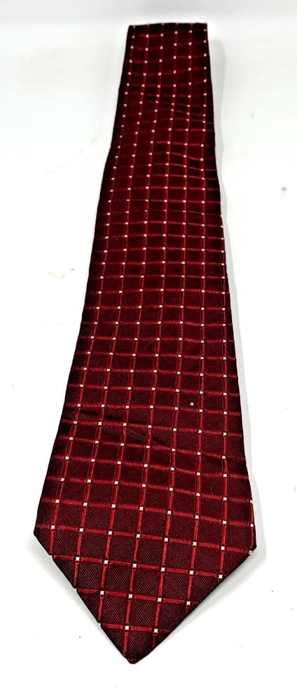 Tommy Hilfiger Red Square Pattern 100% Silk Tie WPL 2831