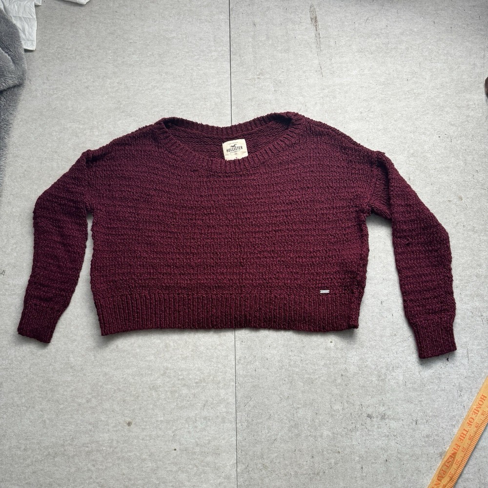 Hollister Sweater Women’s S Baggy Loose Knit Chunky Magenta Boho Slouchy Crop