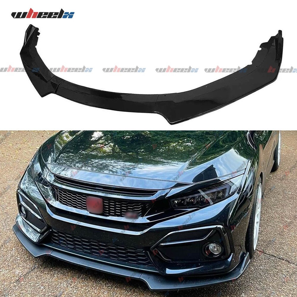 Front Bumper Splitter Lip For Honda Civic Ex Lx Sport Sedan 16-22 Glossy Black