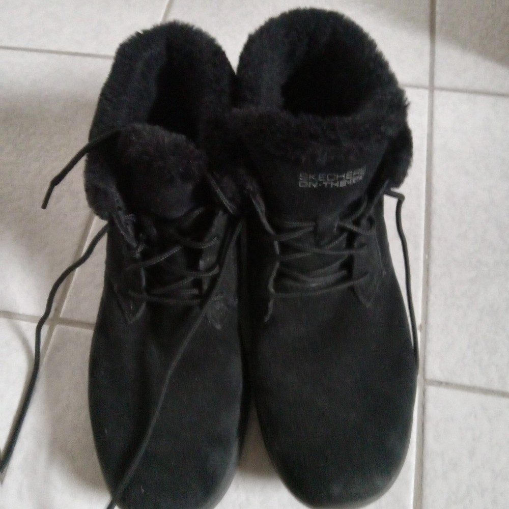 Skechers GOGA MAT Womens Suede Leather Winter Bootie Black 8 GEN5 Lace-up
