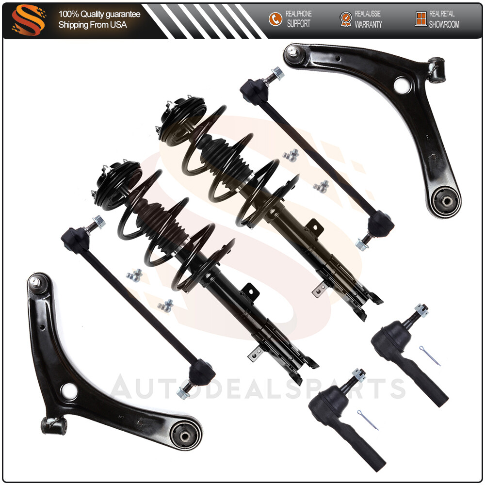 2009-2012 Dodge Caliber Front Struts Control Arms Tie Rod Kit