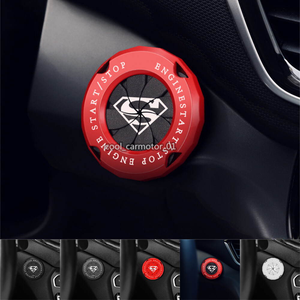 Metal Superman Car Start Stop Switch Engine Ignition Start Stop Button Cap Cover