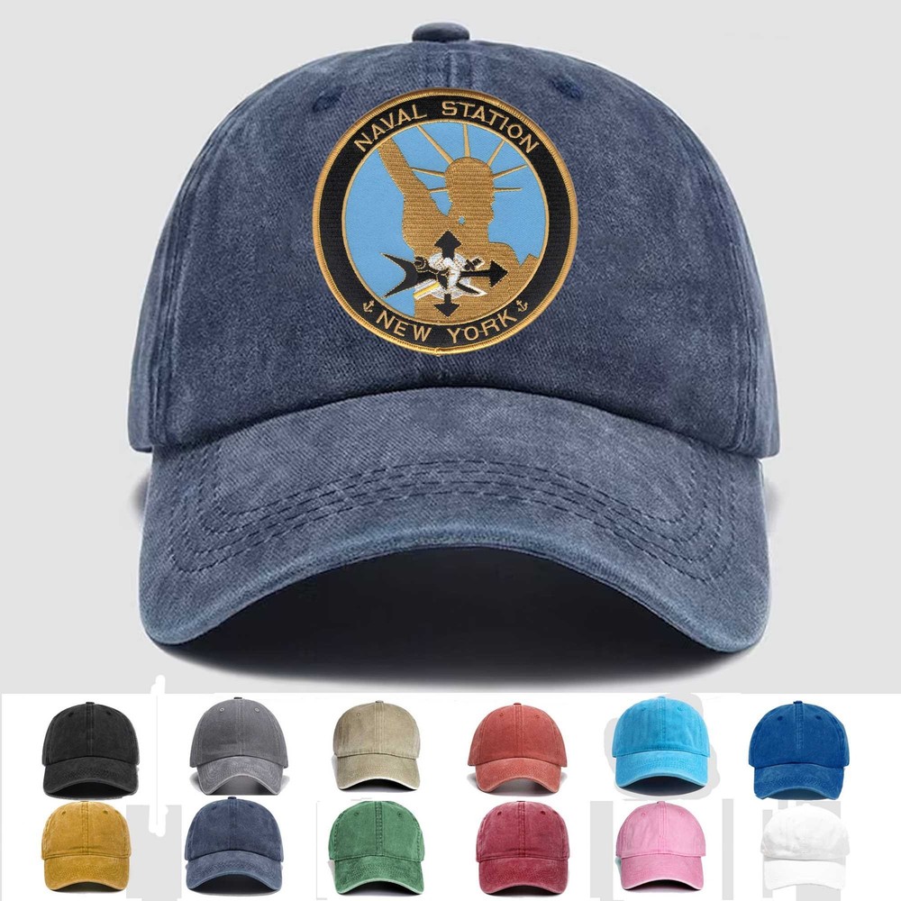 Custom Embroidered Hat New York Naval Station, Veteran Cap, Trucker Hat, Gift