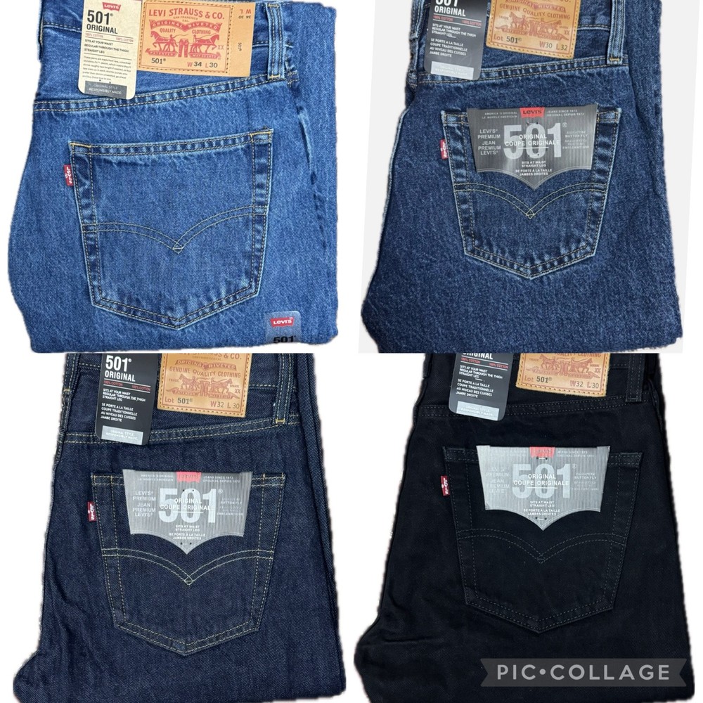 Levis® 501 Mens Denim Jeans Original Fit bottoms Straight Leg Pants Jean NEW