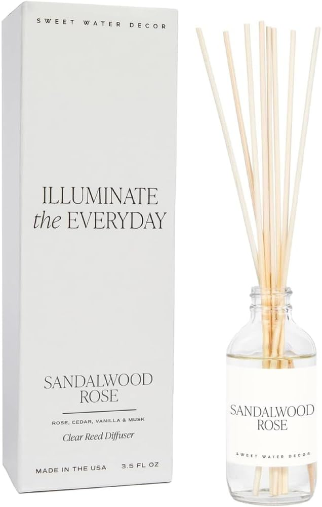 Sandalwood Rose Reed Diffuser Set with Amber Vanilla & Musk Notes