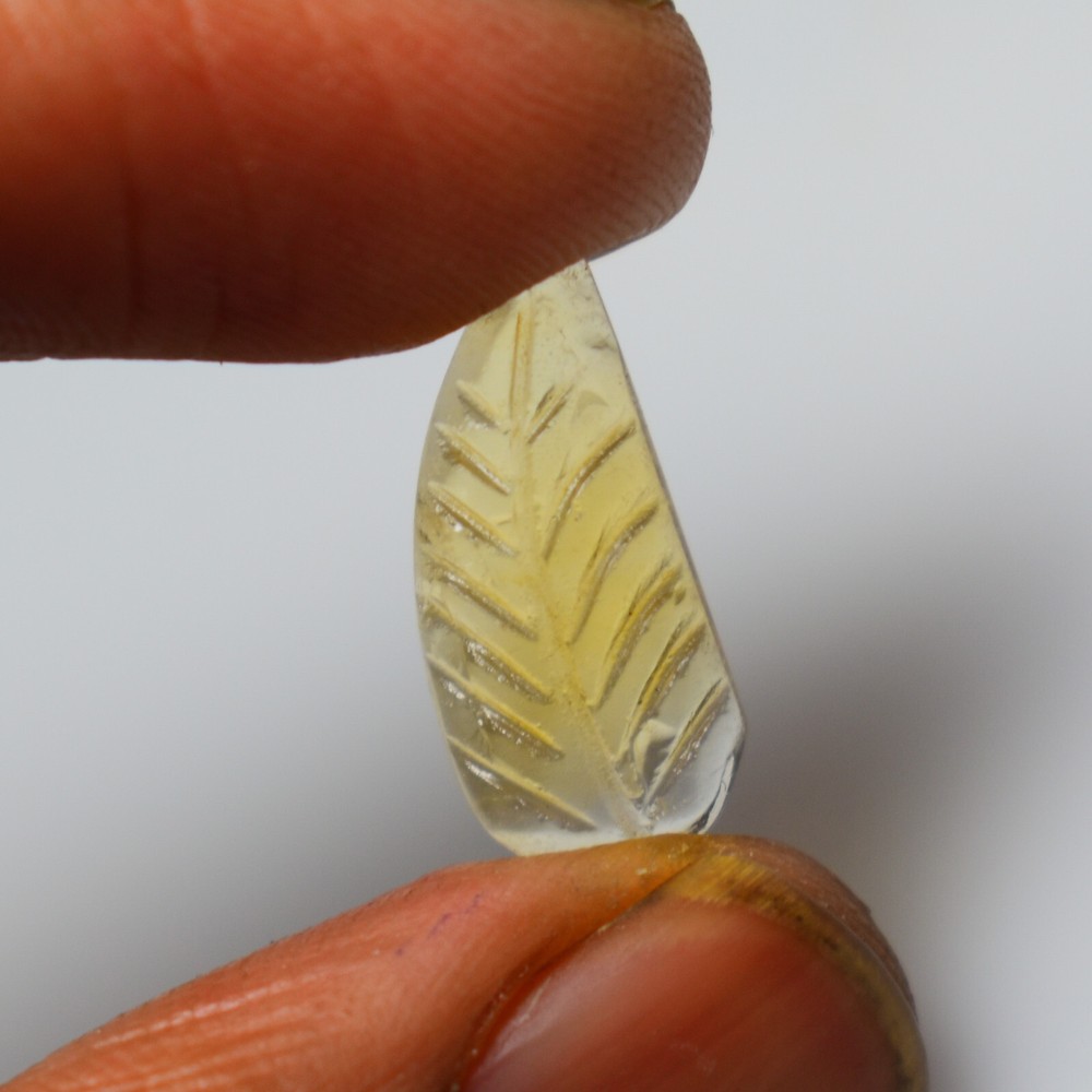 Natural Citrine Carving 4.05 Carats, Natural Citrine Leaf Gemstone For Jewelry