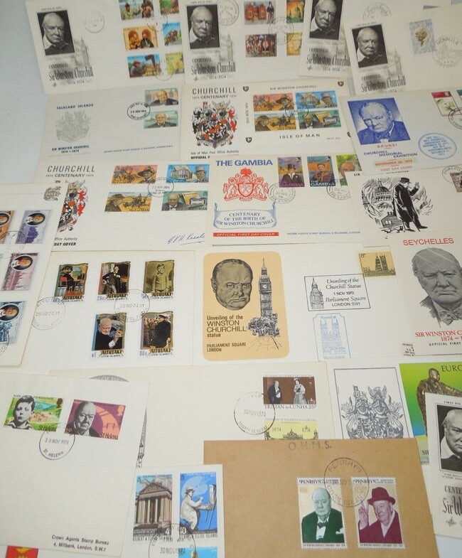 1970s Era British Prime Minister Winston Churchill FDC First Day Covers Lot-image