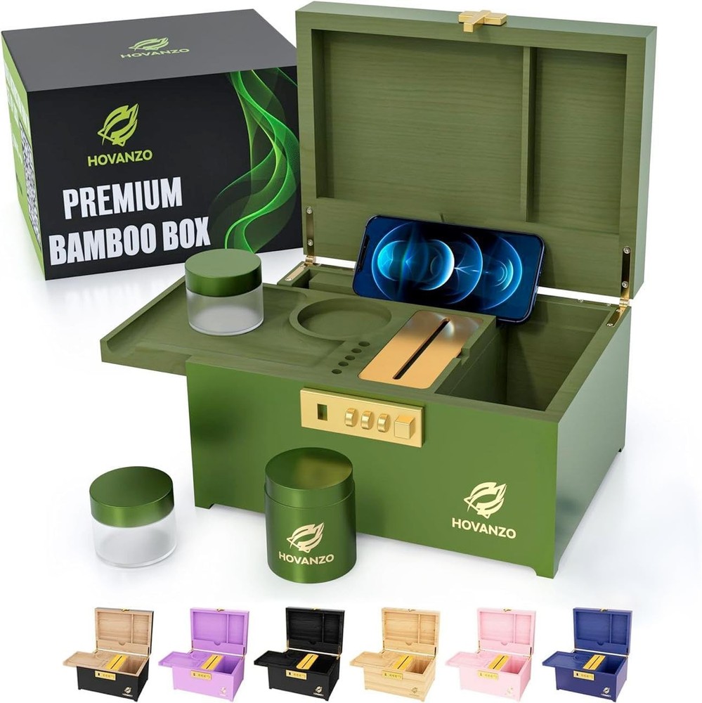 Large Bamboo Storage Box with Lock - Decorative Eco-Friendly Organizer