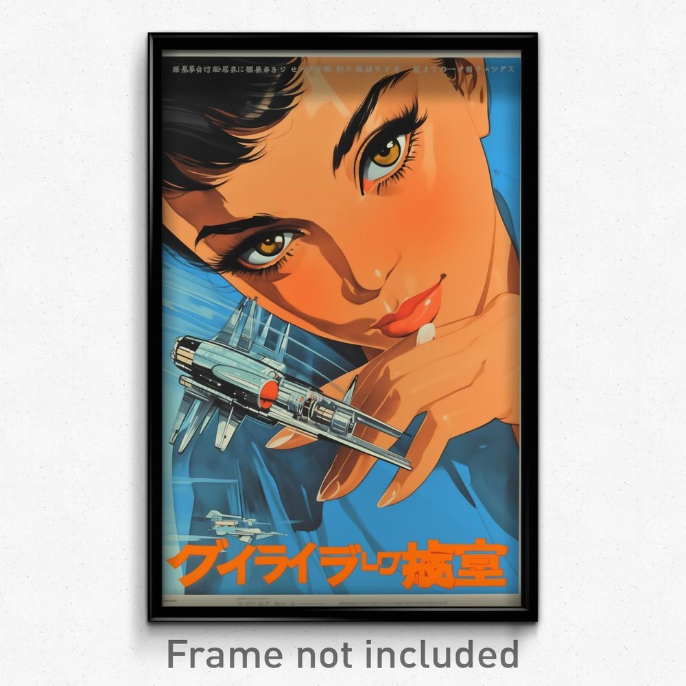 Movie Art Poster of Eager Girl in Black Angelic Wristband Film Print