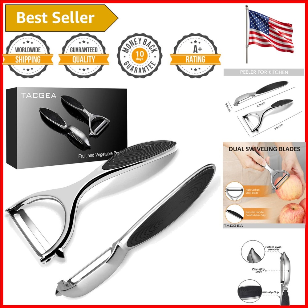 Carbon Steel Vegetable and Potato Peelers - Ergonomic, Dishwasher Safe Set