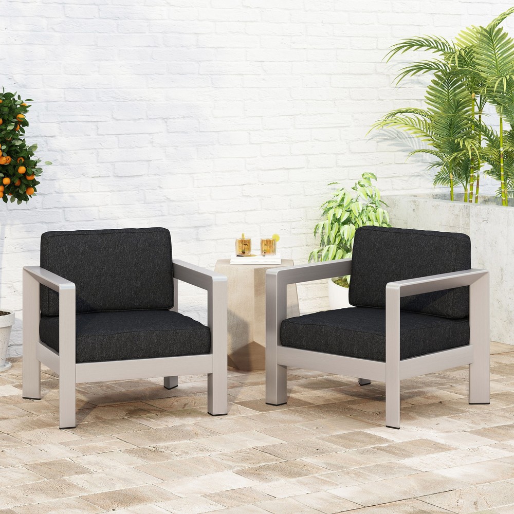 Aviara Set of 2 Durable Outdoor Aluminum Club Chairs