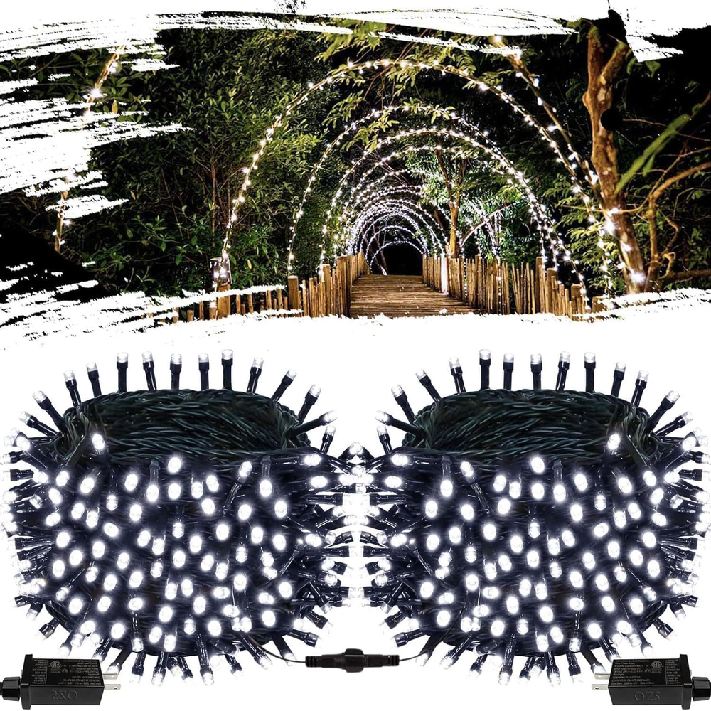 2Pack 164Ft 400 LED String Lights Outdoor Indoor Extendable