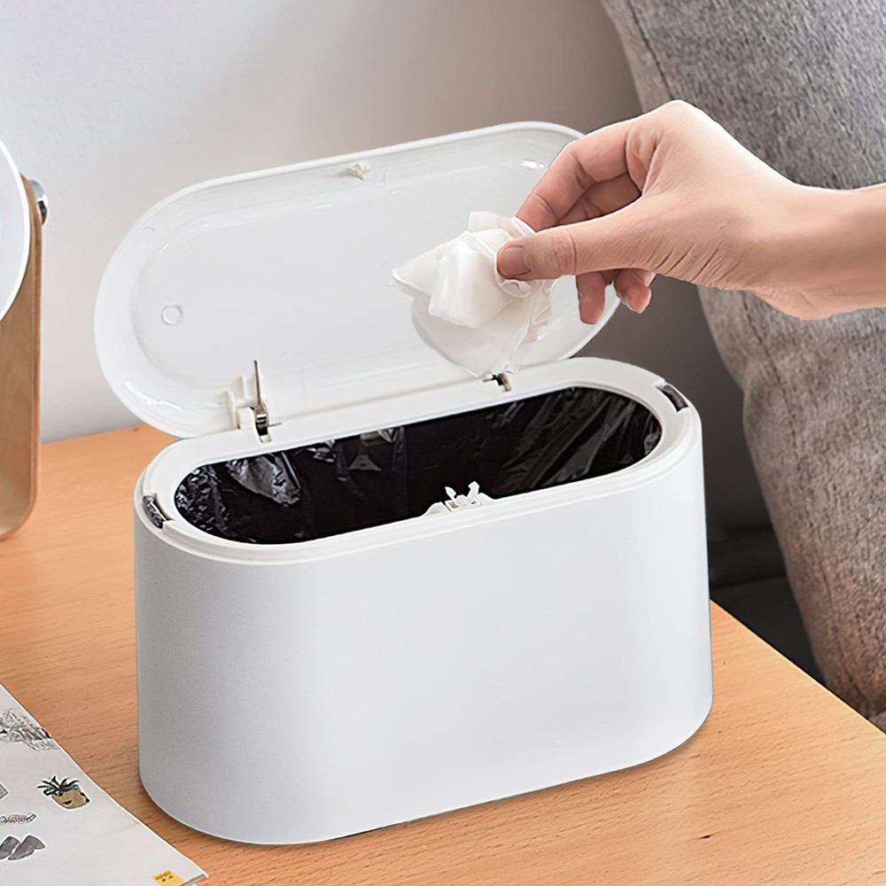 Mini Trash Can with Lid Removable Small Garbage Can, Tiny Plastic Trash Bin, ...