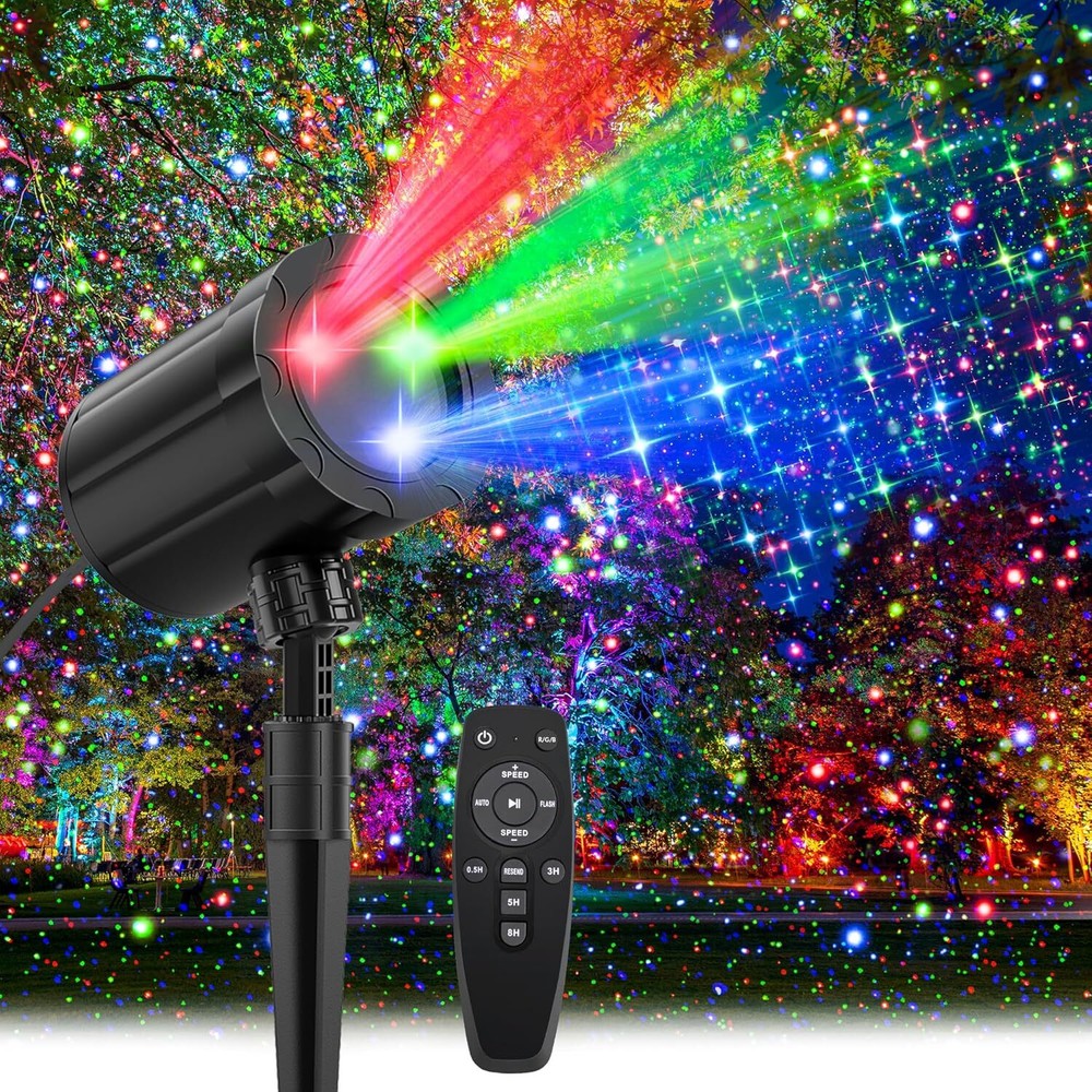 Christmas Projector Lights Outdoor, RGB 3 Colors Christmas Light Projector