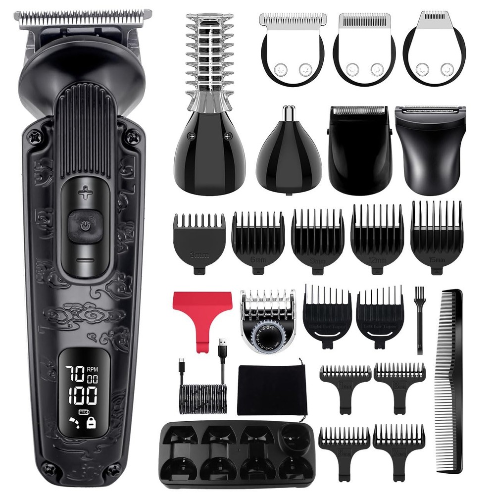 8-in-1 Waterproof Beard & Mustache Trimmer for Men with T-Blade Hair Clipper