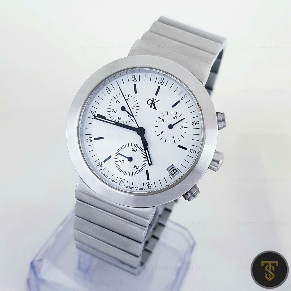 Calvin Klein K2171 Watch Chronograph Stainless Steel Swiss Made Pre-owned 38mm