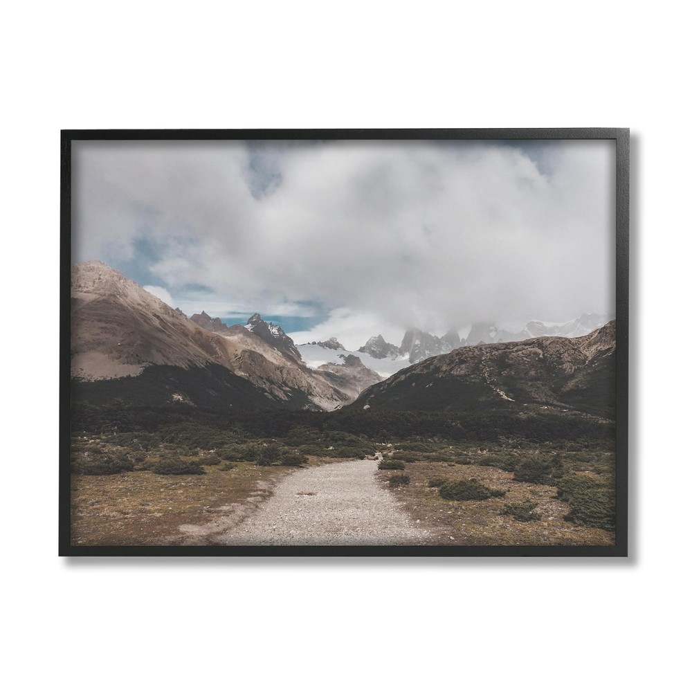 Cloudy Mountain Peaks Black Framed Giclee Art Design by Lil' Rue