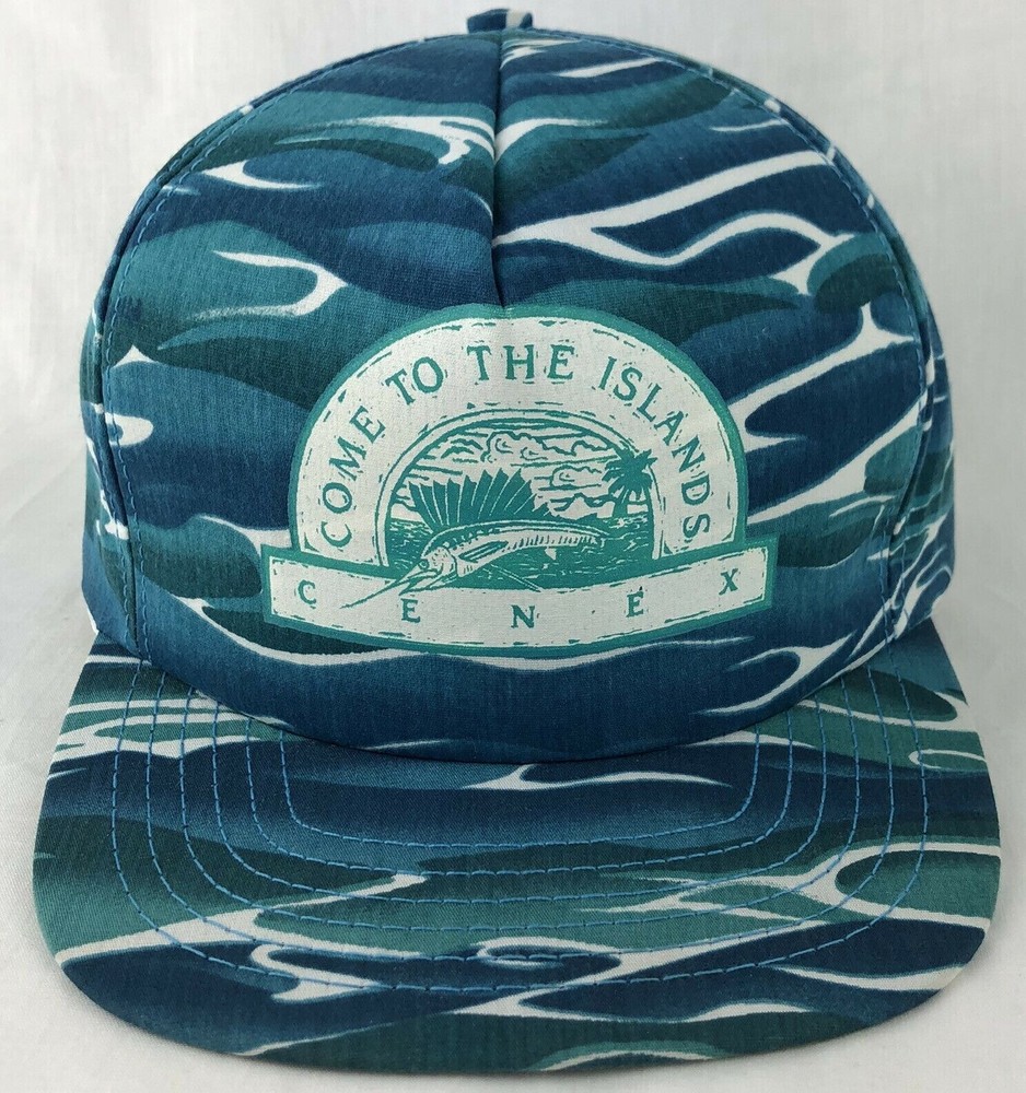 Come To The Islands Cenex SnapBack Trucker Hat Cap Blue Vintage