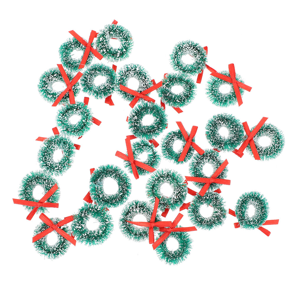 24 Pcs Christmas Miniatures Wreaths Craft Supplies Outdoor Decorations